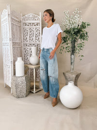 Free People Good Luck Mid Rise Barrel Jean
