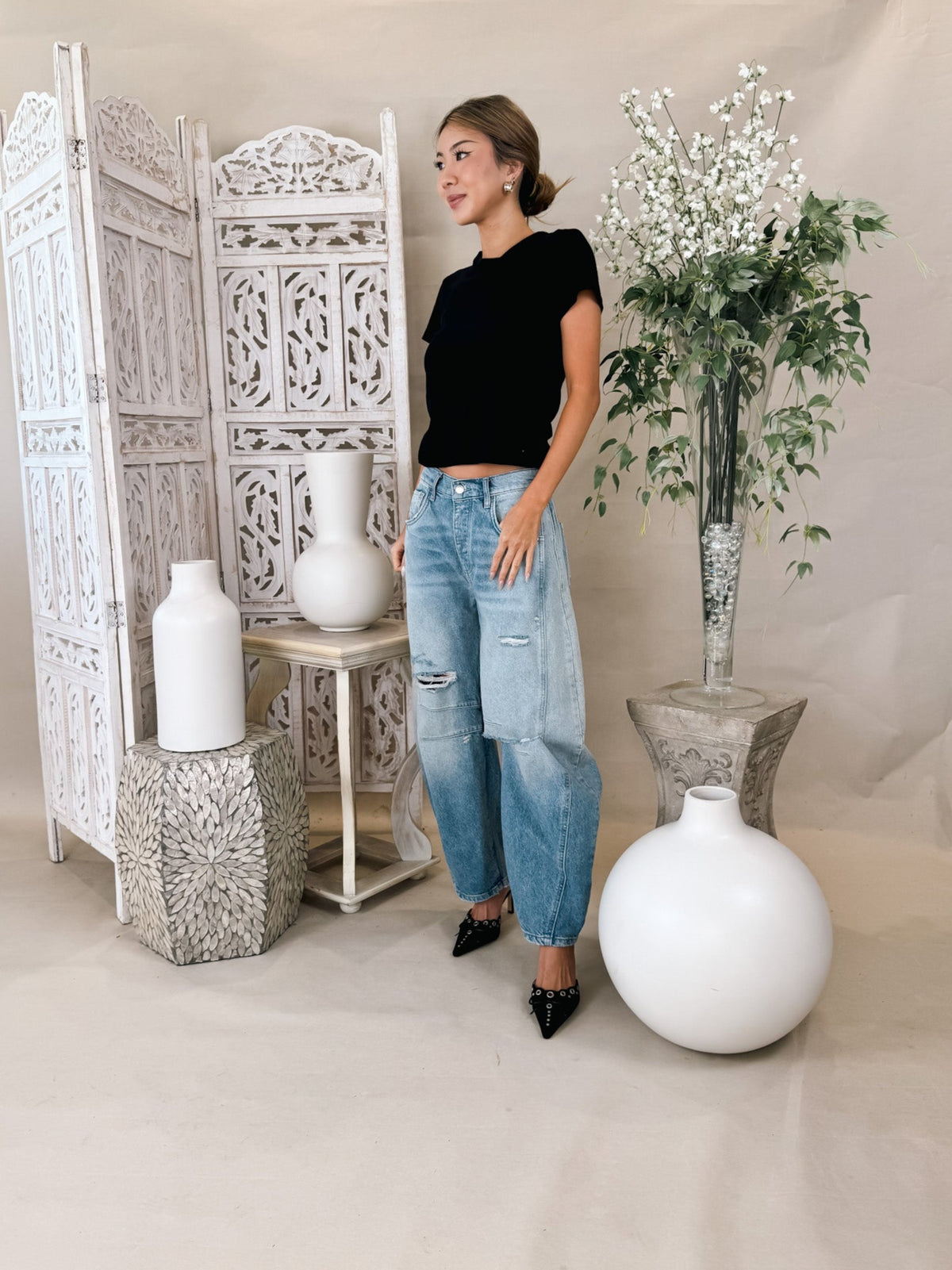 Free People Good Luck Mid Rise Barrel Jean