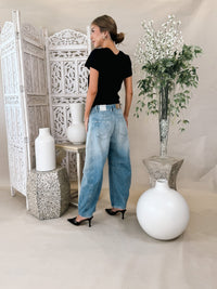 Free People Good Luck Mid Rise Barrel Jean