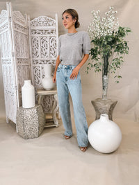 Frame Pointelle Puff Sleeve Sweater