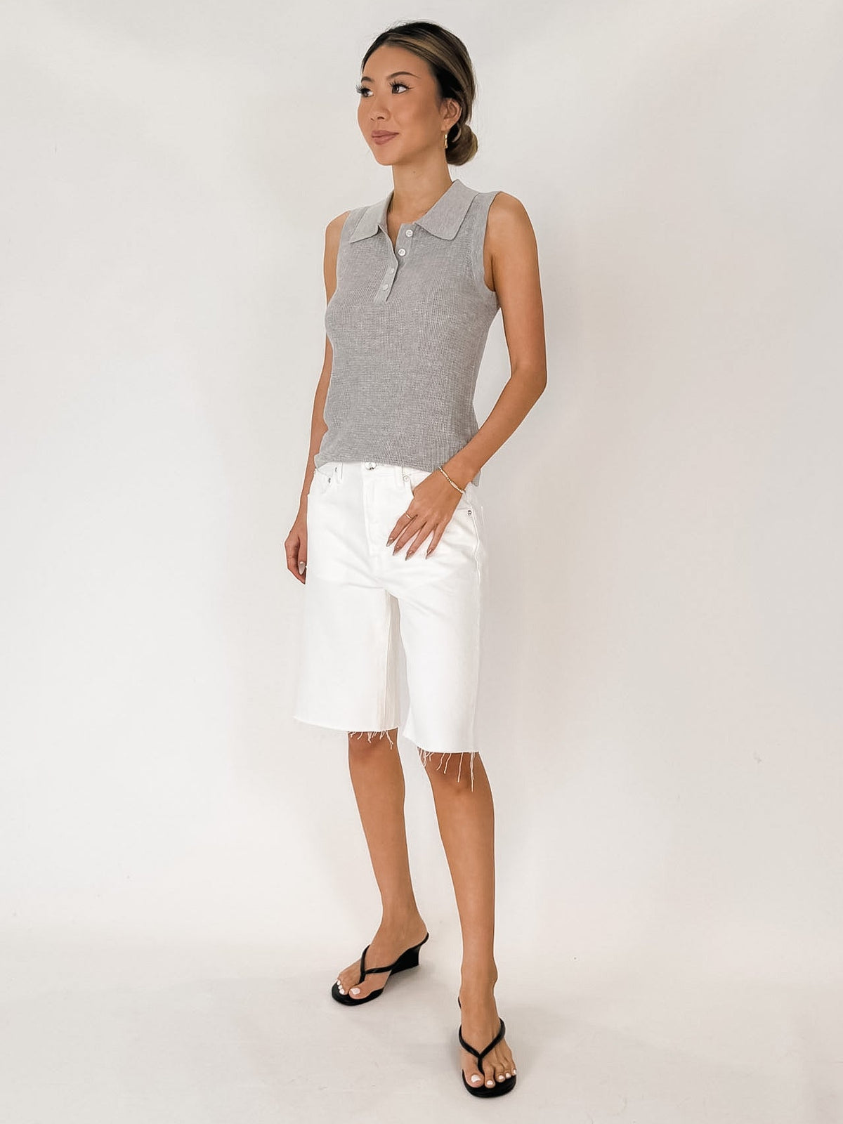 perfectwhitetee Fran Pointelle S/L Polo Top