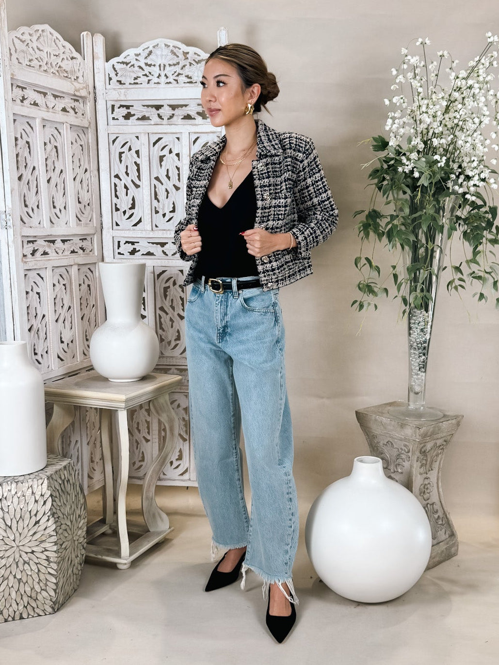 L'Agence Jia Crop 3/4 Sleeve Jacket