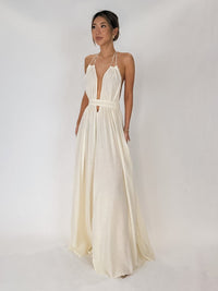 Elan Goddess Halter Maxi Dress