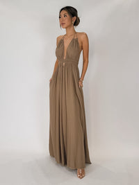 Elan Goddess Halter Maxi Dress