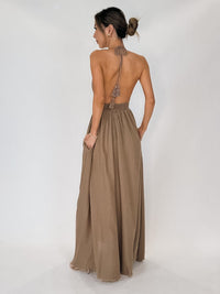 Elan Goddess Halter Maxi Dress