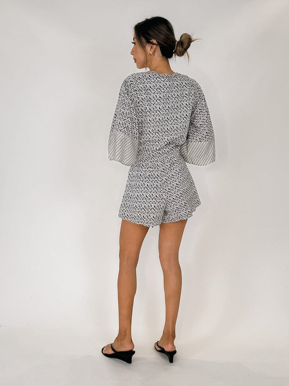 Elan 3/4 Ruffle Sleeve Romper