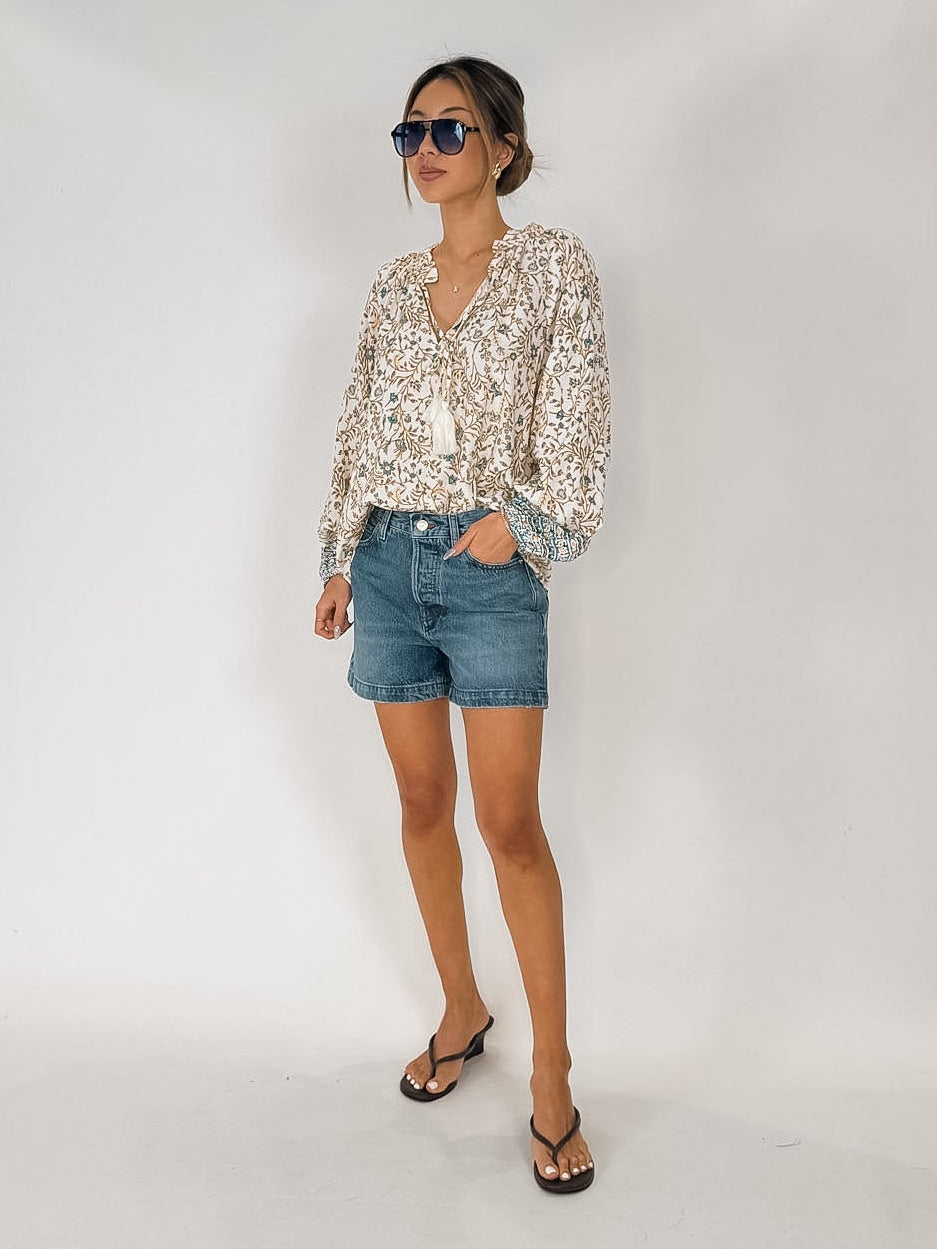 Elan L/S V Neck Flowy Top