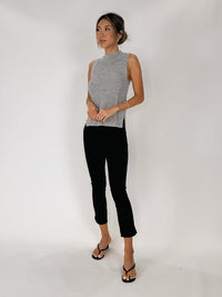 Elan Sleeveless Open Knit Mock Neck Top