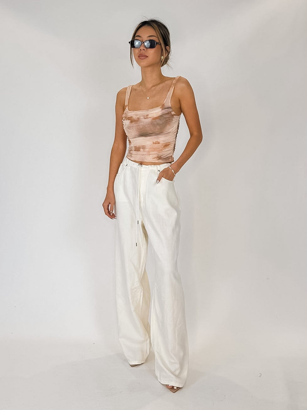 L'Agence Dove Scoop Neck Knit Corset Top