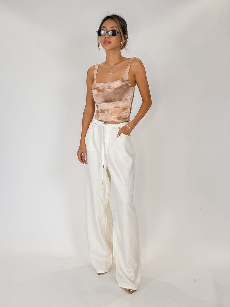 L'Agence Dove Scoop Neck Knit Corset Top