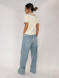 Elan Penelope S/S Collared Sweater Top
