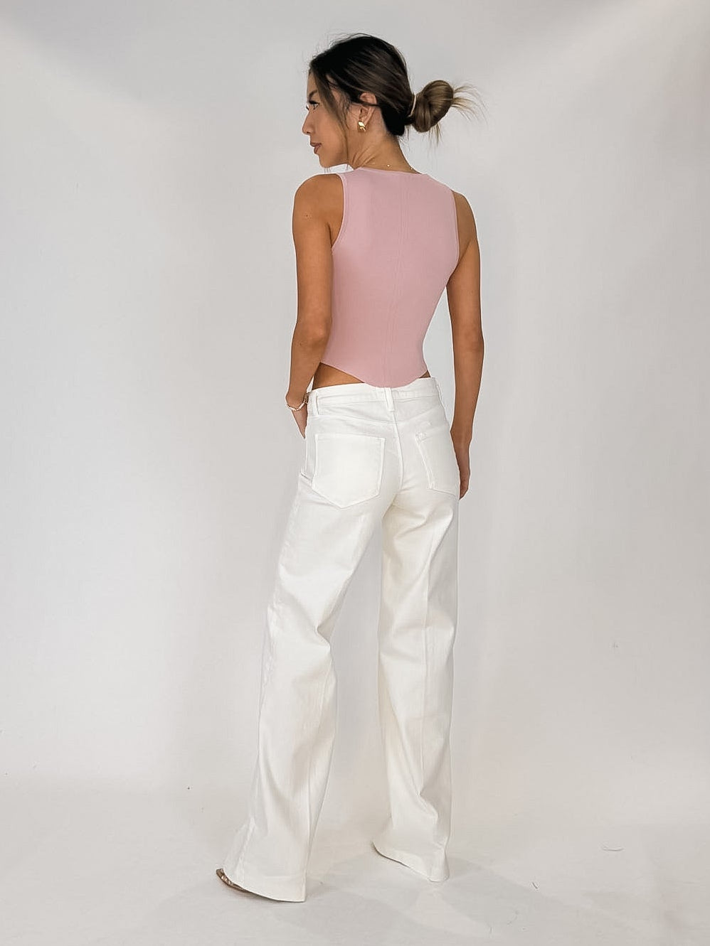 L'Agence Dove Scoop Neck Knit Corset Top
