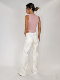 L'Agence Dove Scoop Neck Knit Corset Top