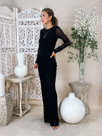 Karina Grimaldi Ariana Mesh Solid Maxi Dress