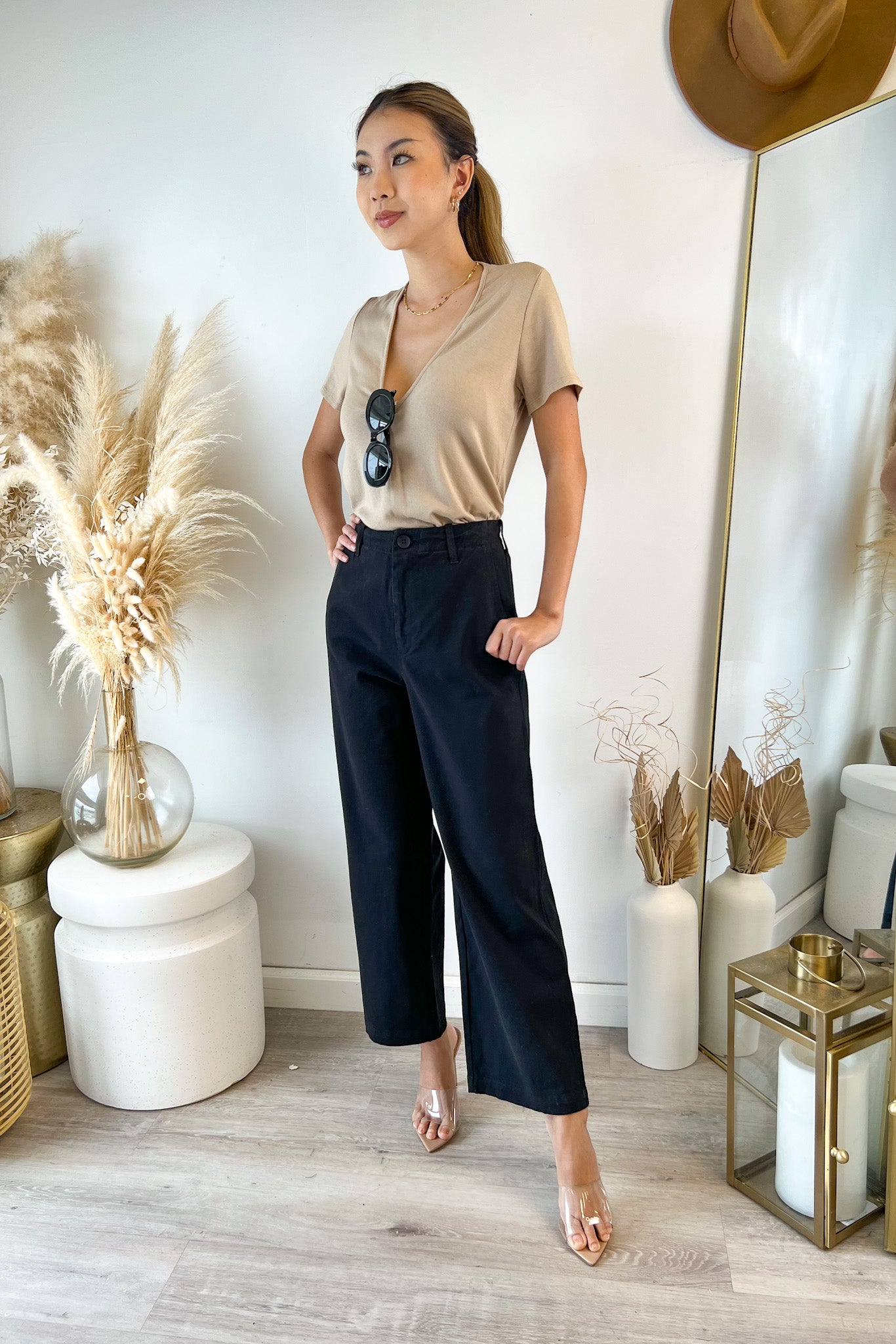 Wide leg cropped outlet chino pants