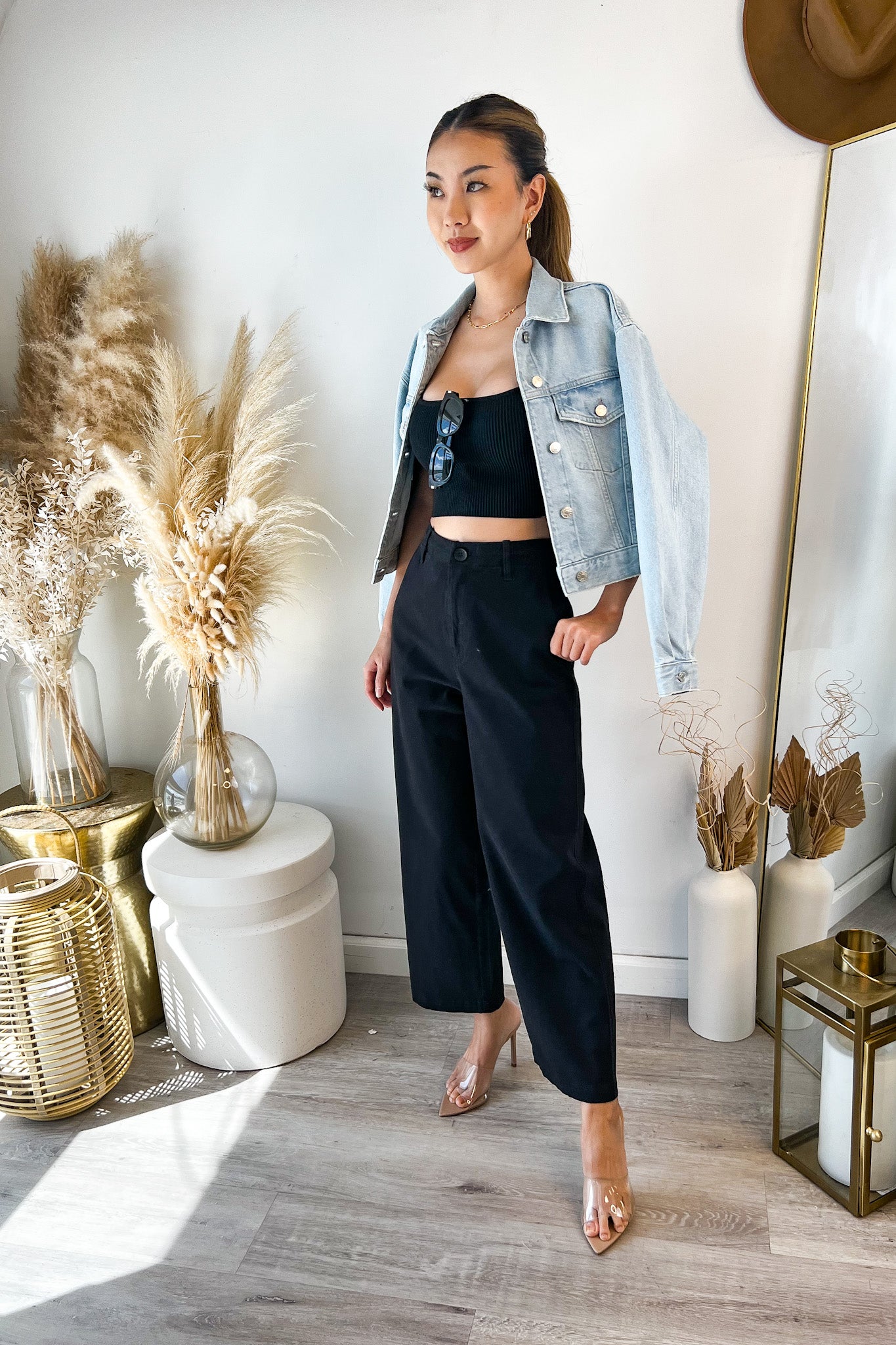 Wide leg on sale cropped chino pants