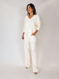 Perfectwhitetee Sinead Relaxed French Terry V-Neck Sweatshirt