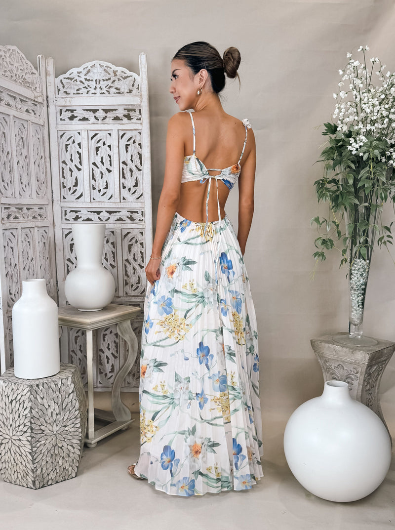 emese floral pleated maxi dress Emese Dress SANITY