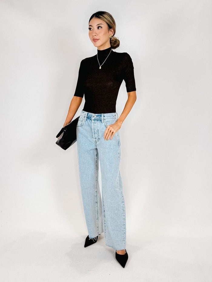 Frame The Lurex Mock Neck Tee