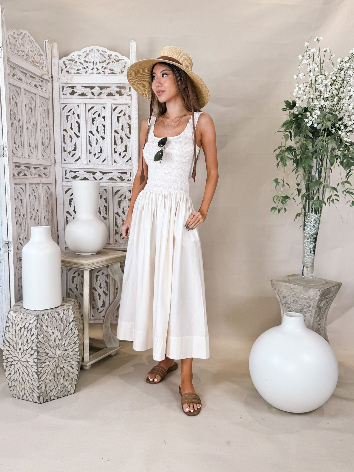 Pistola Alessia Smocked Drop Waist Dress