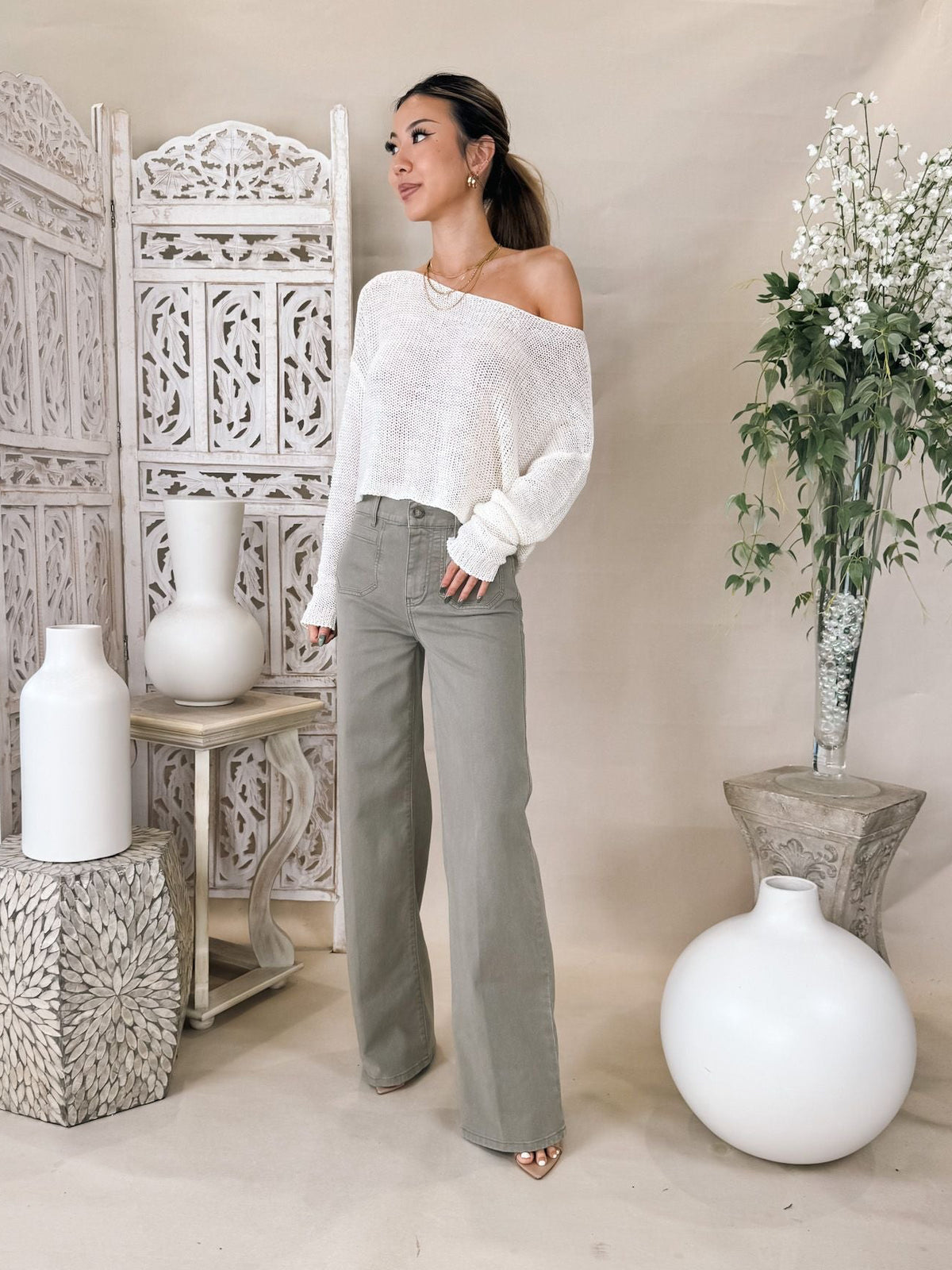Enza Costa Linen Open Knit Bateau Sweater