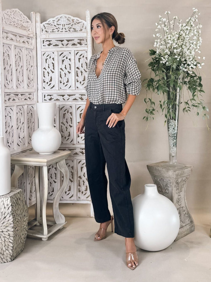 Bella Dahl Shirred Mandarin Collar Shirt