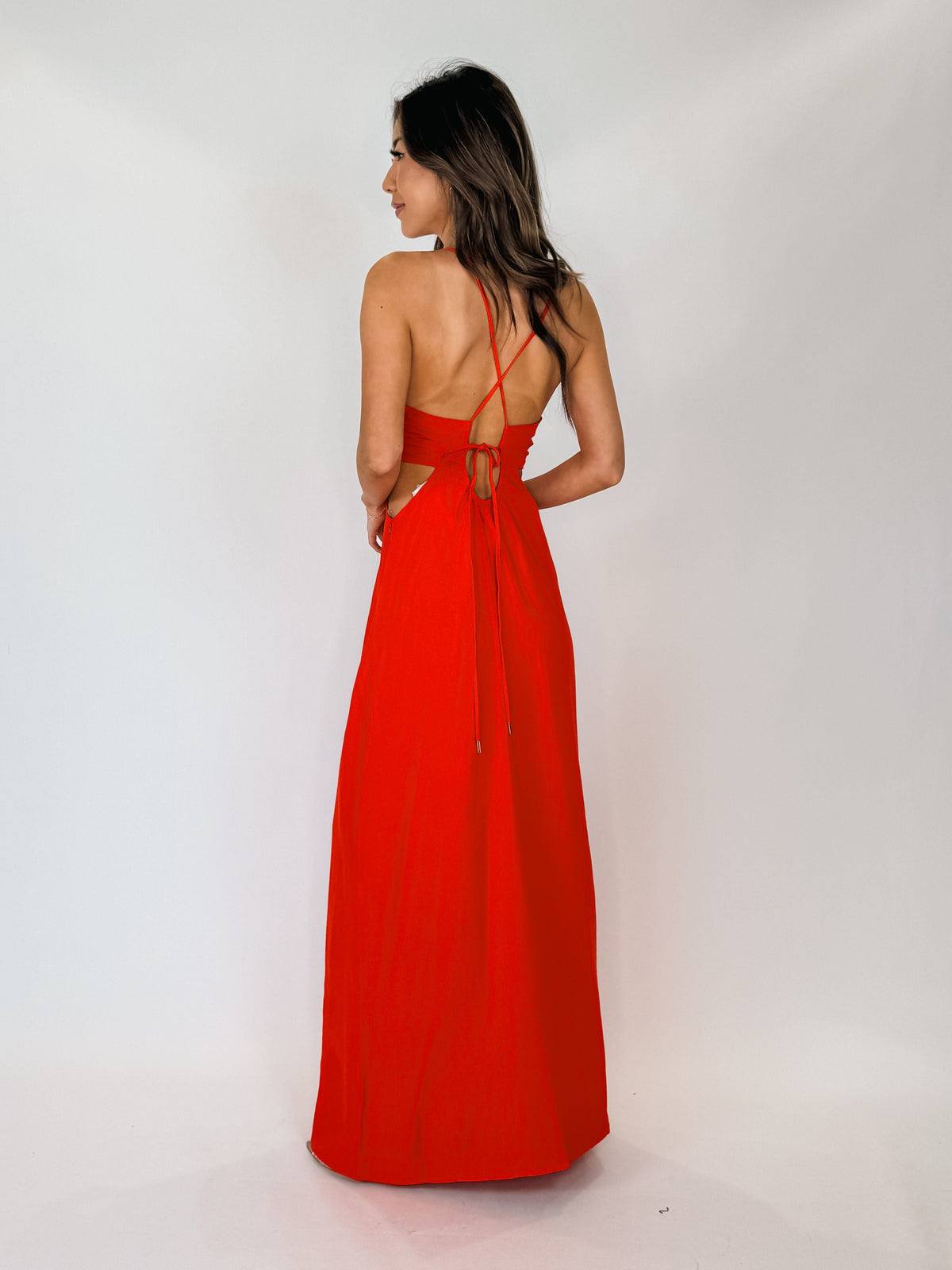 Dress To Ruched Cut-Out Linen Maxi Dress