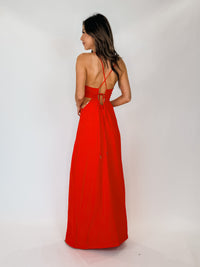 Dress To Ruched Cut-Out Linen Maxi Dress