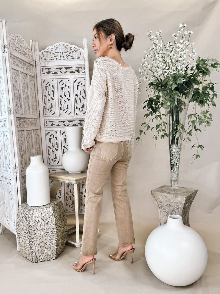 Enza Costa Linen Open Knit Bateau Sweater