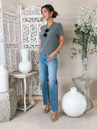 Michael Stars Jackie Raw Edge Crew Neck Tee