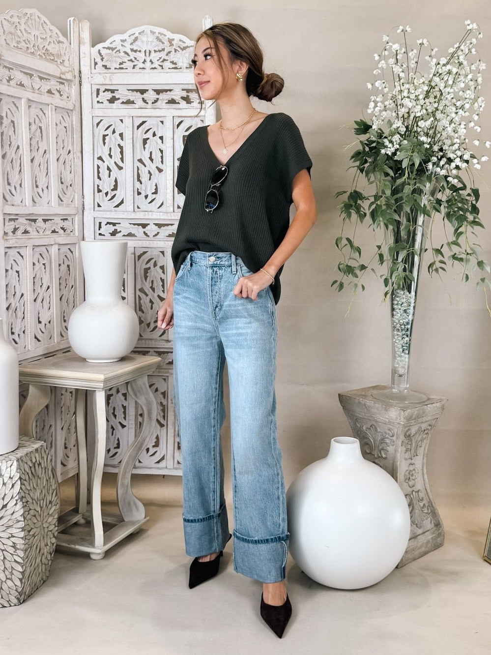 Splendid Georgie V Neck Sweater Tee