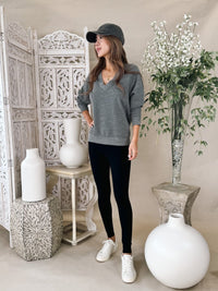 perfectwhitetee Dakota Fleece V Neck L/S Sweatshirt