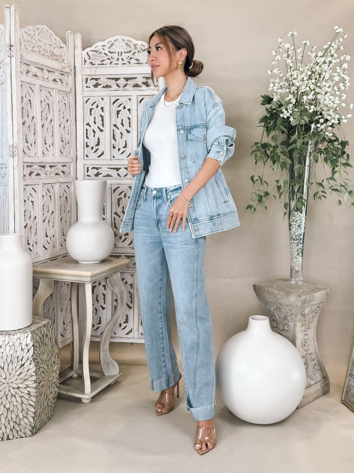 Pistola Kacey Mid Rise Cuffed Boyfriend Jean