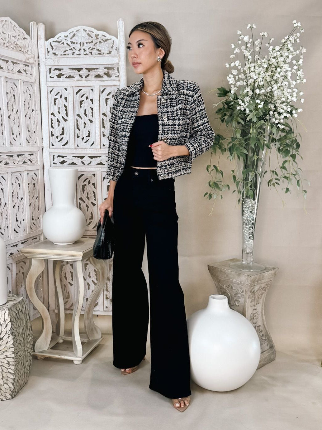 L'Agence Jia Crop 3/4 Sleeve Jacket
