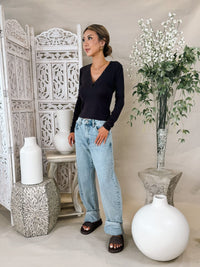 Frame Slinky L/S Rib Henley Top