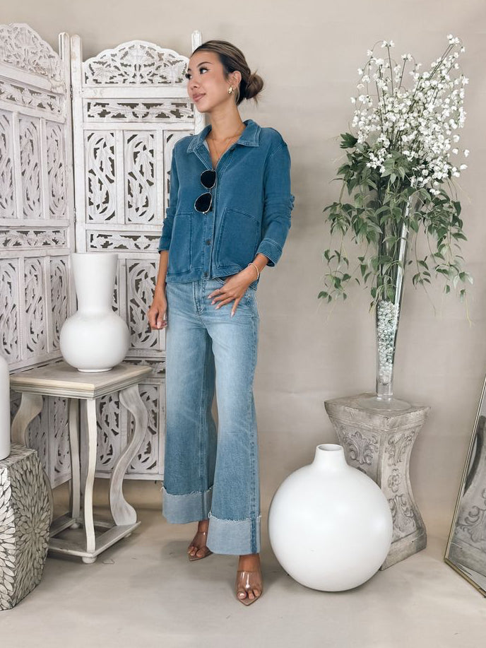 Z Supply Bel Air Knit Denim Jacket