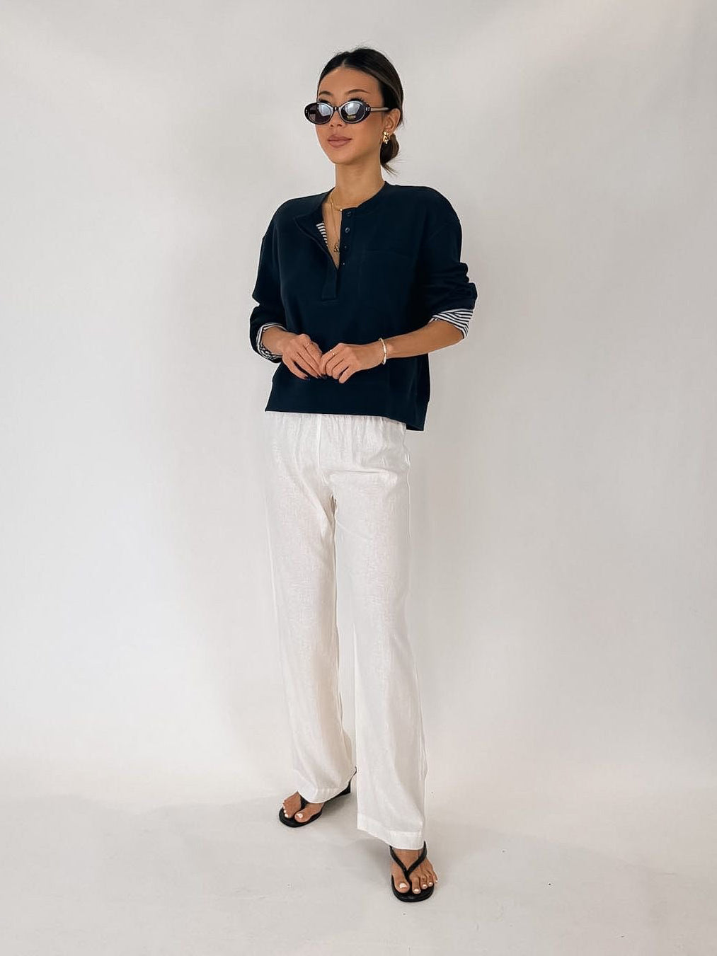Frame The Stripe Cuff Sweatshirt