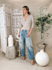 Free People Good Luck Mid Rise Barrel Jean