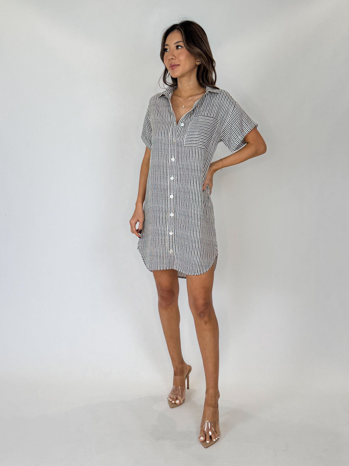 Bella Dahl Roll Sleeve Pocket Shirt Dress