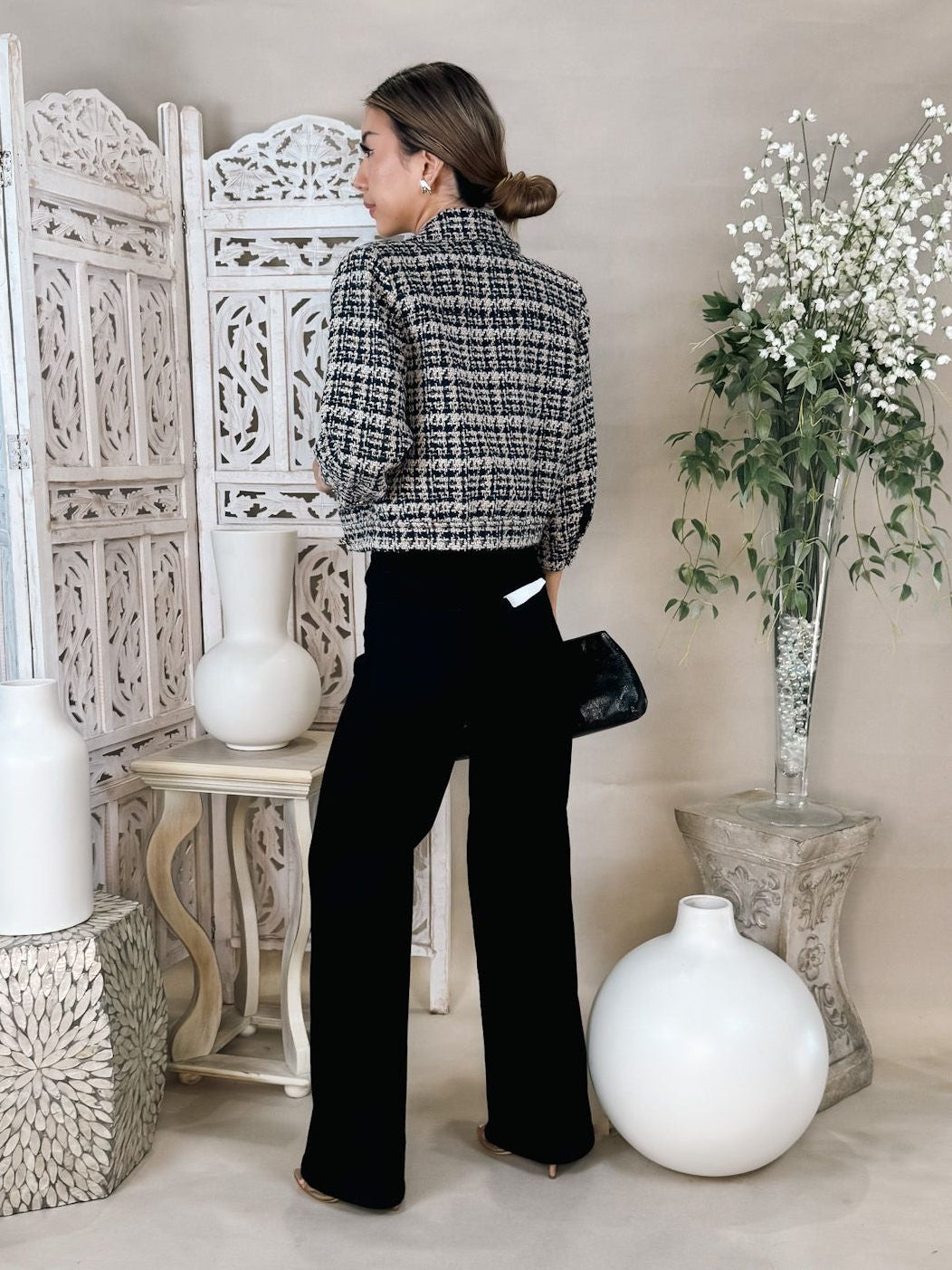 L'Agence Jia Crop 3/4 Sleeve Jacket