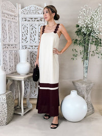 Dress To Linen Embroidered Strap Midi Dress