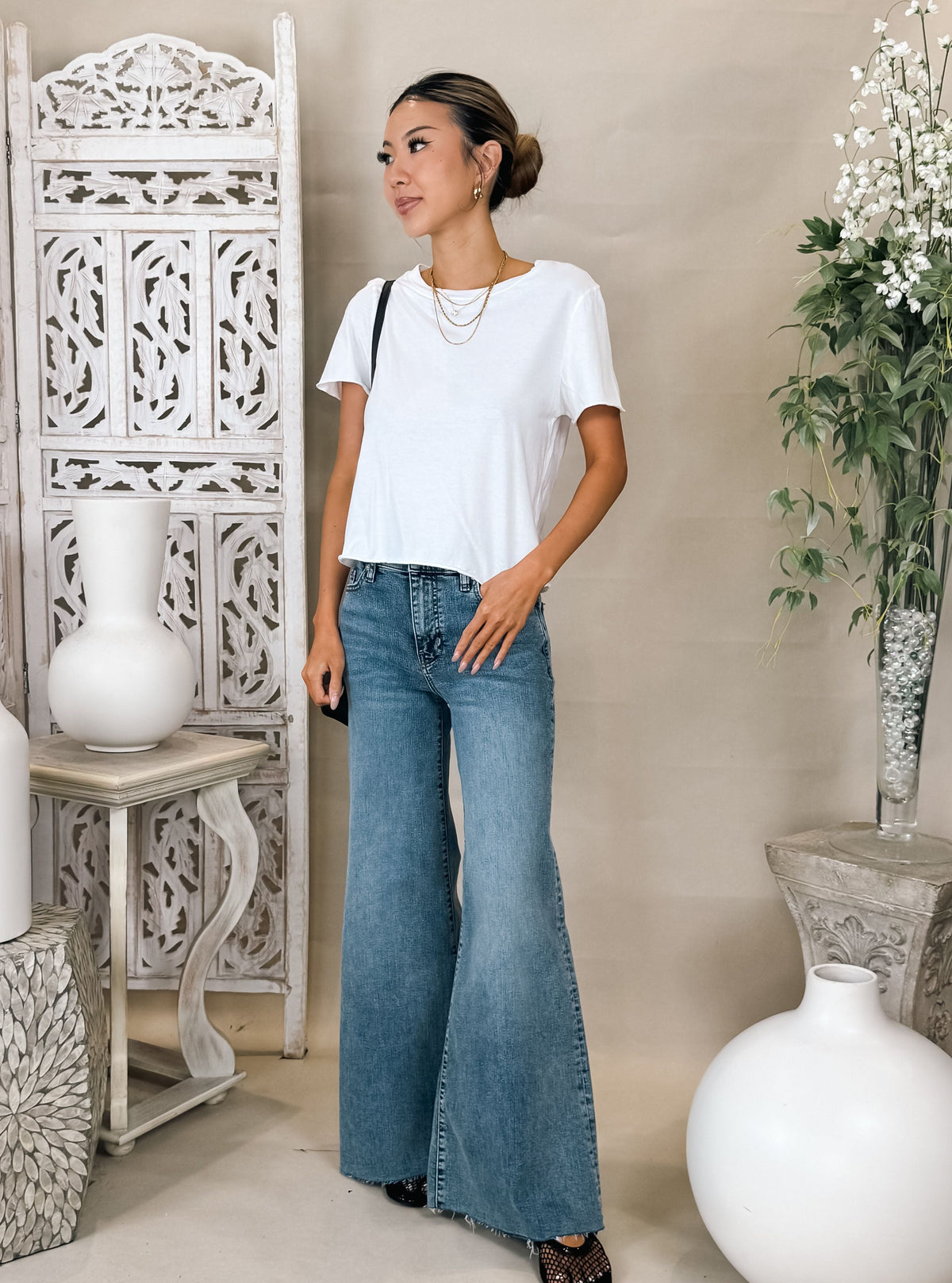 Michael Stars Jackie Raw Edge Crew Neck Tee