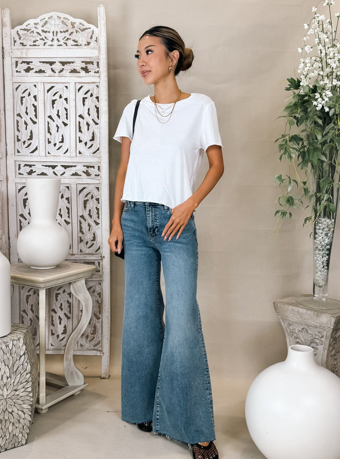 Michael Stars Jackie Raw Edge Crew Neck Tee