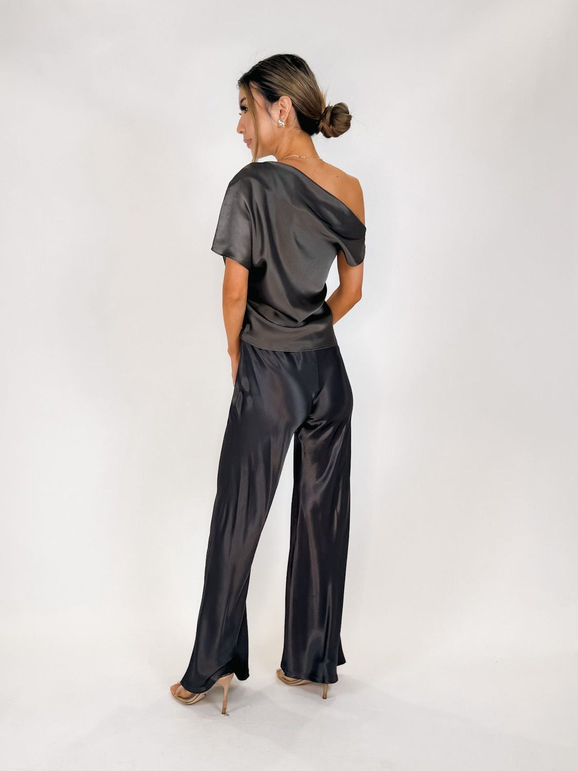 Enza Costa Silk Satin Assym Drape Top