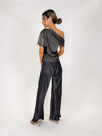 Enza Costa Silk Satin Assym Drape Top