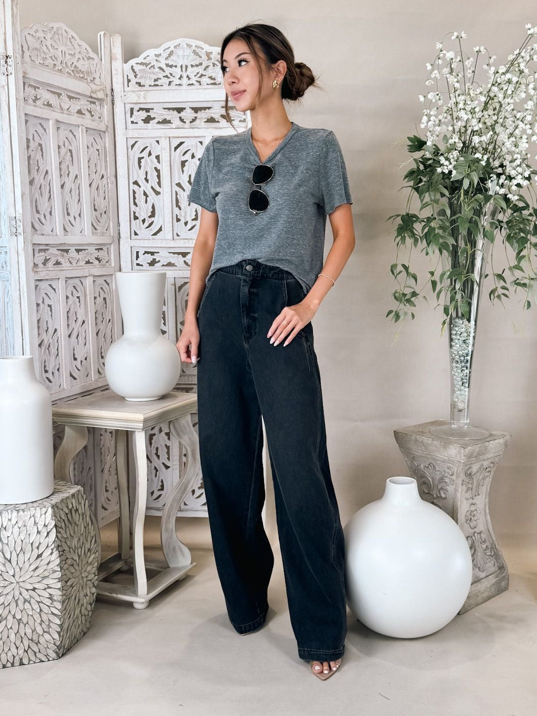 Michael Stars Jackie Raw Edge Crew Neck Tee