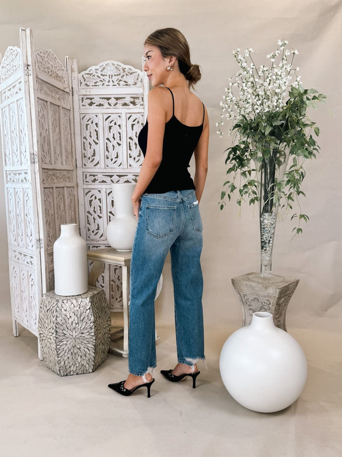 perfectwhitetee Tiff Ribbed Skinny Binded Tank