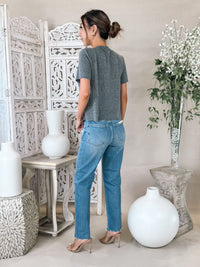 Michael Stars Jackie Raw Edge Crew Neck Tee