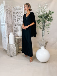 Milio Milano Silk V-Neck S/L Bias Cut Maxi Dress