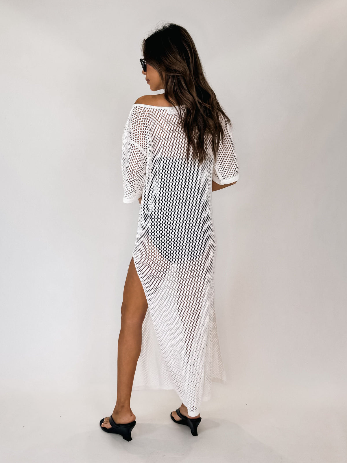 Aila Blue Perla Loose Knit Midi Dress